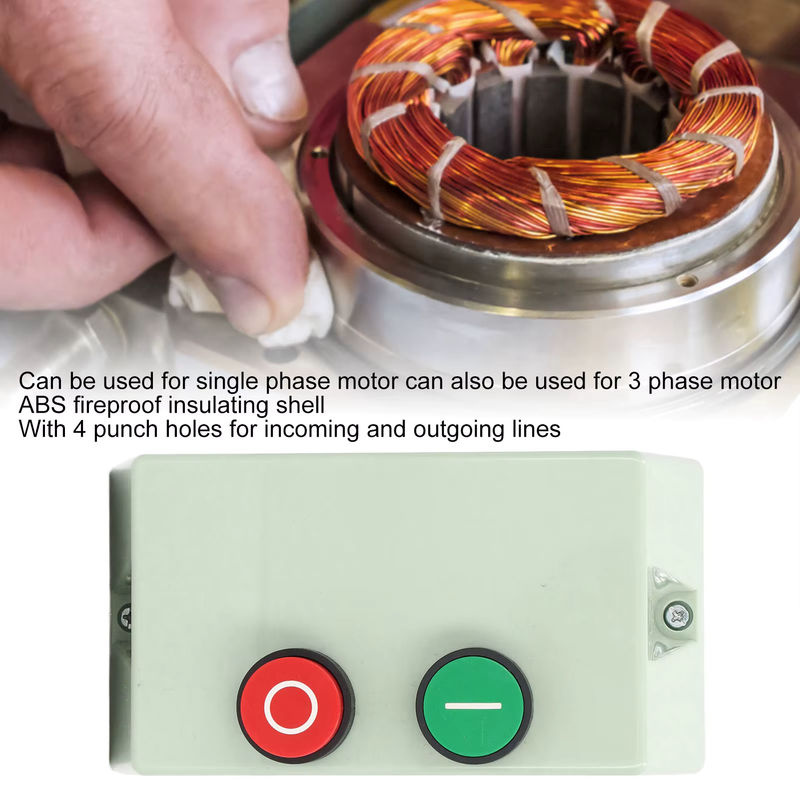 Qiilu Magnetischer Motorstarter wasserdicht und flammhemmend, einphasig 220V 230V oder 3 Phasen 380V 400V, Farbe: Grün/Grau - Bild 5