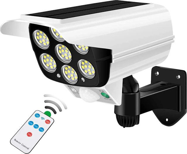 IWP Solar-Außenleuchte mit 77 LED und Bewegungssensor, wasserdichter LED-Flutlichtstrahler in Weiß für Garten, Terrasse und Einfahrt - Bild 1