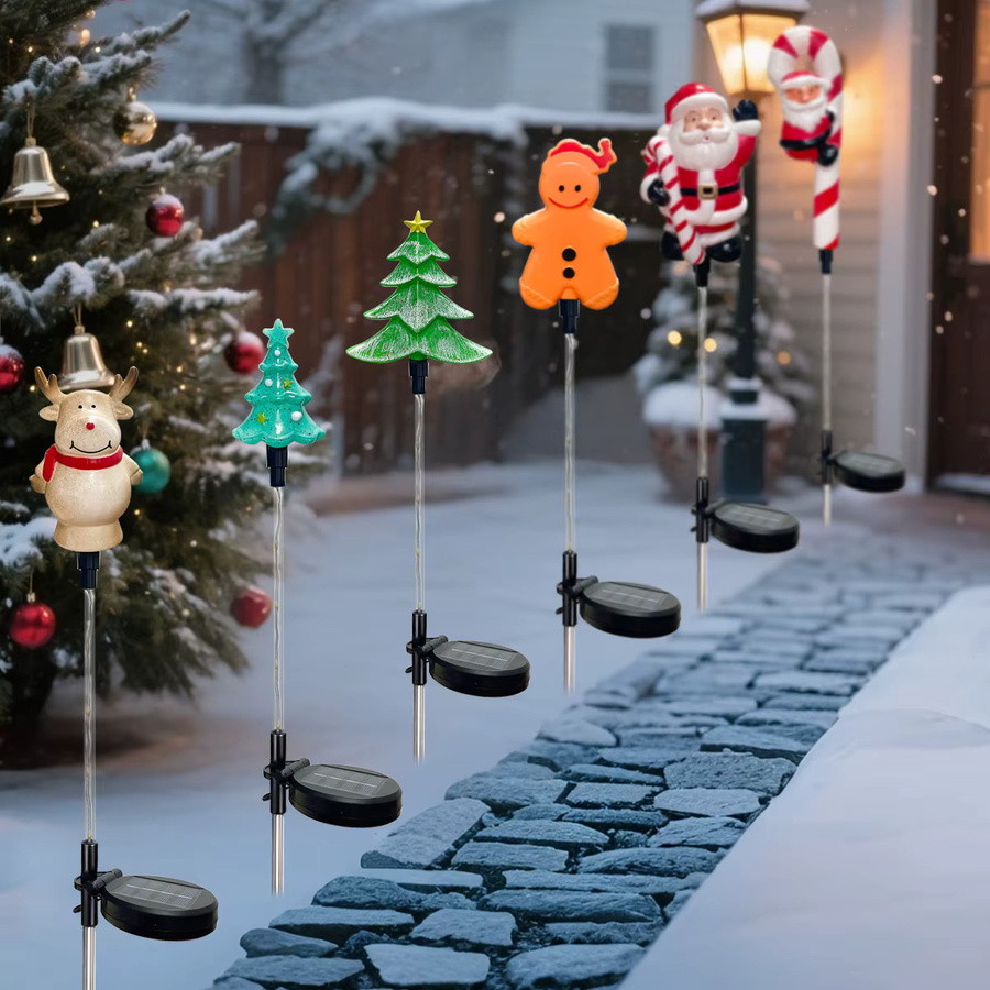 Peach Forest Solar-Weihnachtsgarten-Stecker mit Weihnachtsmann, Elch und Weihnachtsbaum in Multicolor mit 8 Beleuchtungsmodi für die Outdoor-Dekoration - Bild 3