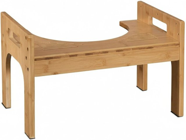 Relaxdays Toilettenhocker aus Bambus in Natur Braun, rutschfest und höhenverstellbar, B/T/H: 45,5 x 28,5 x 28,5 cm - Bild 1