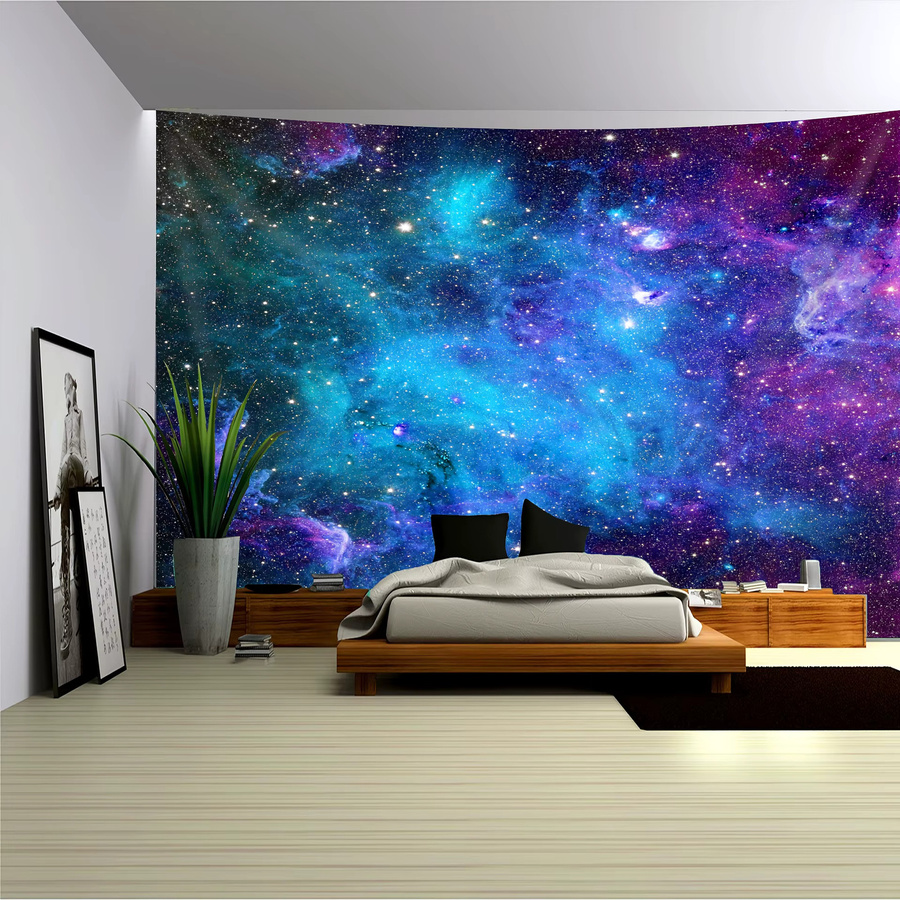 VIKAMA Wandteppich mit Sternenhimmel-Motiv in Multicolour, rechteckiger Textil-Wandteppich für deine Inneneinrichtung - Bild 2