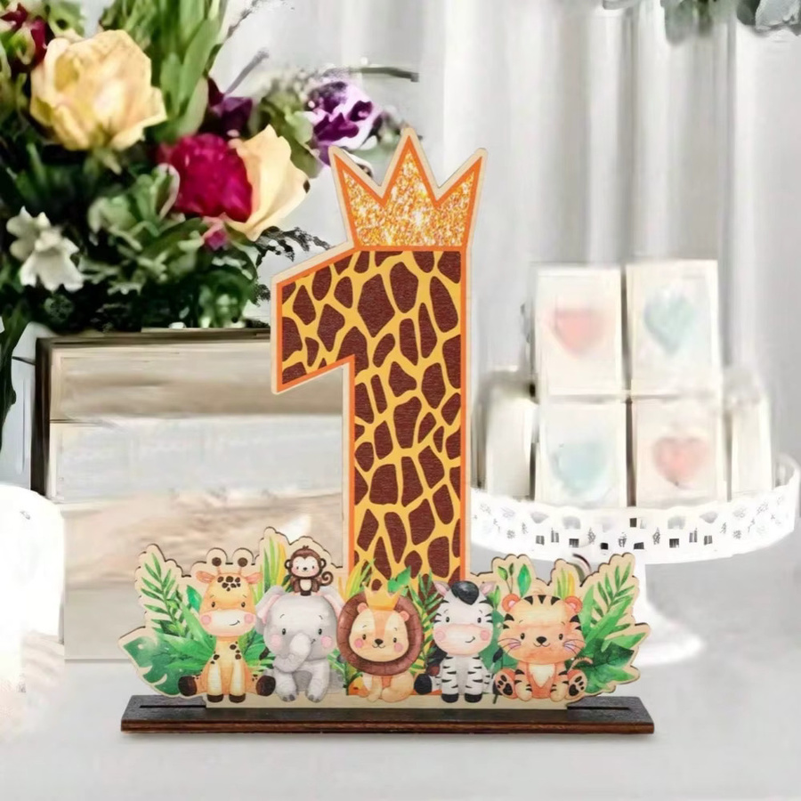 AFYPRTY Holzornament Giraffe als Dschungeltier-Dekoration für Geburtstage und Partys - Bild 2