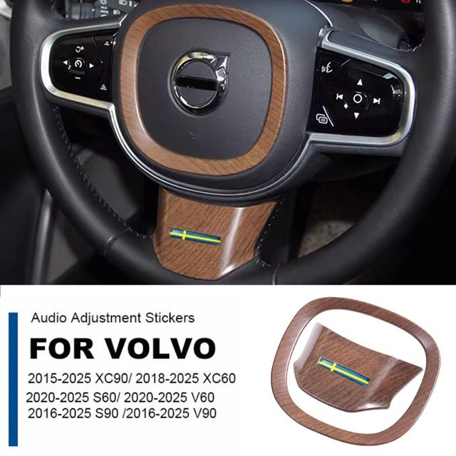 LINGLUYANG Lenkradring Zierleiste in Holzmaserung für Volvo S90 XC60 XC90 V90 S60 V60, Farbe: Braun - Bild 1