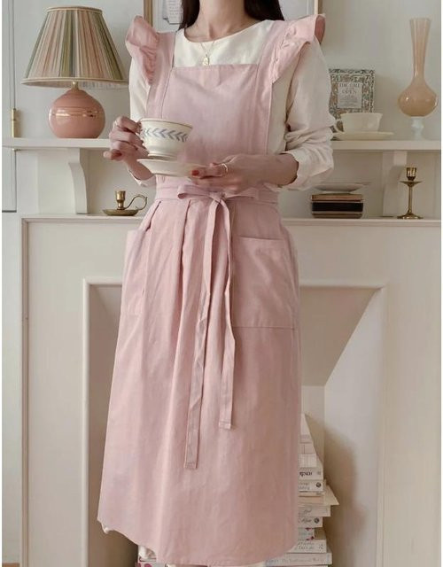 The Red Sun Floristenschürze aus Baumwolle im Retro-Stil für Frauen in Rosa - Bild 1