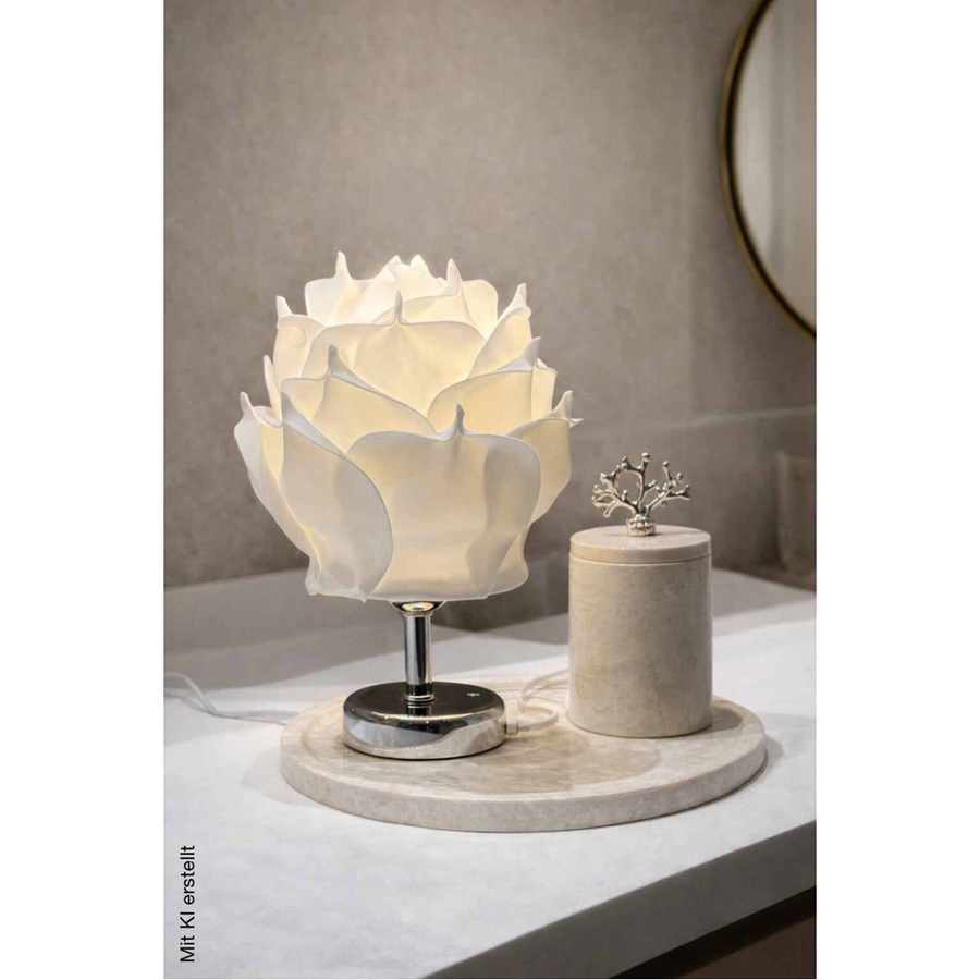 Opviq Tischleuchte aus Metall in Weiß und Silber, modernes Design für das Wohnzimmer, B/H/T: 24 x 30 x 24 cm - Bild 2