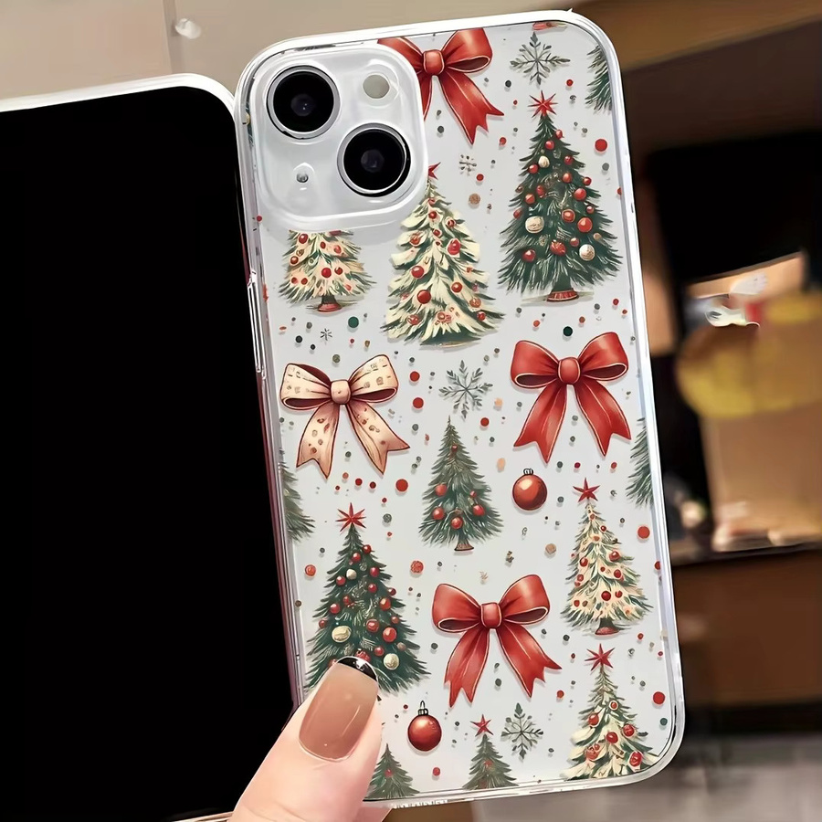 Transparente TPU-Handyhülle mit Schleife und Weihnachtsbaummuster für iPhone 17 16 15 14 13 12 11 Pro Max Plus Mini und XS XR X 8 7 - Bild 5