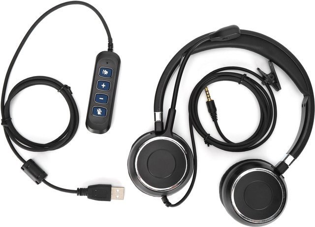 DIYelecs Binaurales Büro-Headset Over-Ear in Schwarz mit Mikrofon und Steuerung über 3,5-mm-Klinke und USB-Anschluss - Bild 1