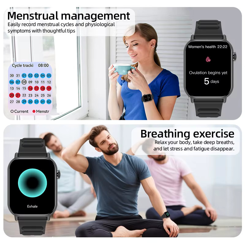 LIGE Smartwatch, 1,83 Zoll, Schwarz, Silikon, Herren - Bild 5