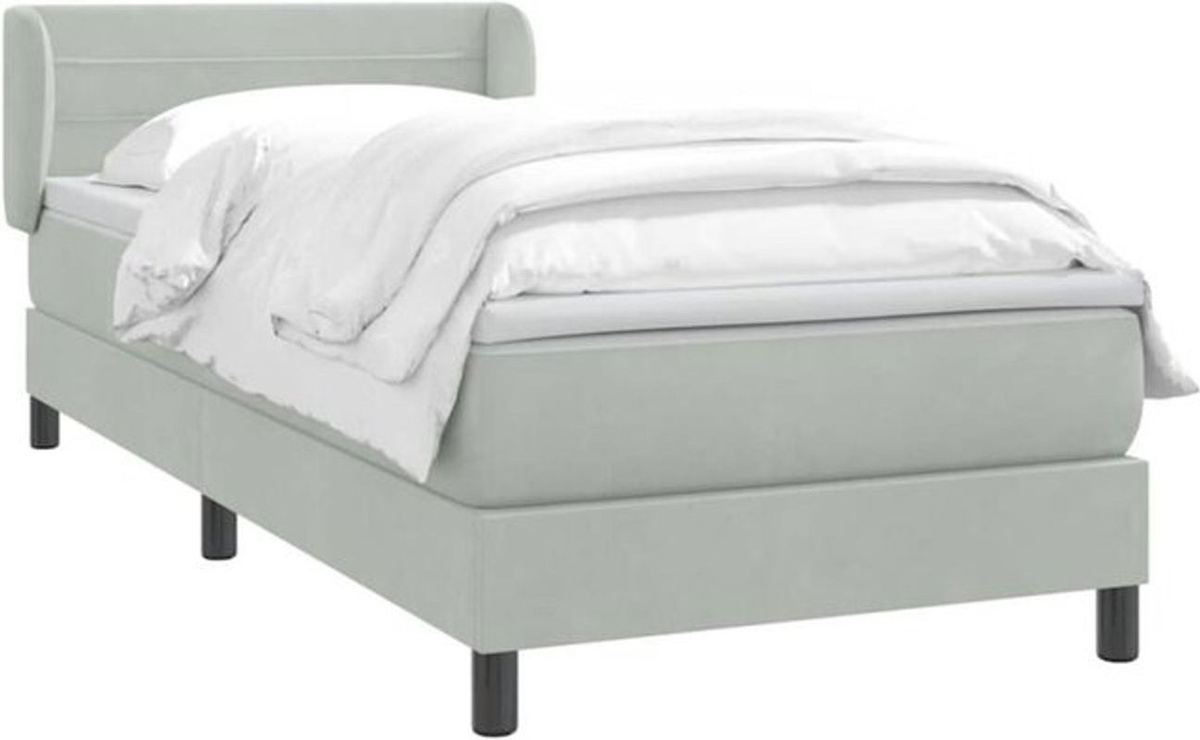 vidaxl Boxspringbett mit Matratze in Grau aus Samt und Holzwerkstoff B/T/H: 80 x 210 x 88 cm - Bild 1