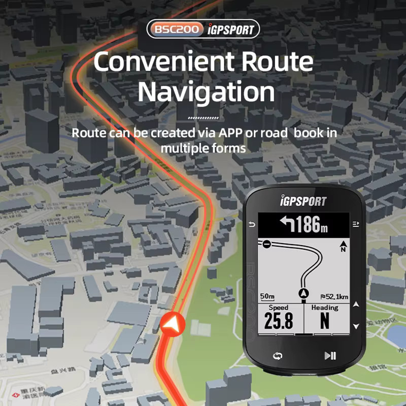 Igp Sport BSC200 Kabelloser GPS Fahrradcomputer in Schwarz mit App-Synchronisierung und Höhenmessung - Bild 2