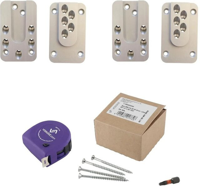 vasalat Set HVP Schwerlastverbinder aus Aluminium in Silber mit Spax T-Star Plus Schrauben und TX20 Bit, Maße: Breite: 60 mm, Höhe: 100 mm, Tiefe: 12 mm - Bild 1