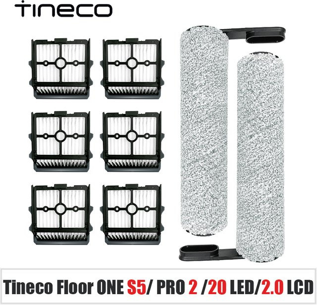 Ersatzbürstenrollen und HEPA-Filter Set für Tineco Floor ONE S5, S5 Pro 2 und S5 Extreme in Weiß - Bild 1