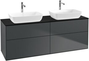 V&B Waschtischunterschrank Finion mit Wandbeleuchtung, Breite: 160 cm, Tiefe: 50,1 cm, Farbe: Blau lackiert - Bild 1
