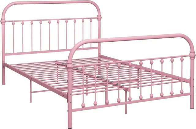vidaXL Bettgestell aus Metall in Rosa, B/T: 140 x 200 cm - Bild 1