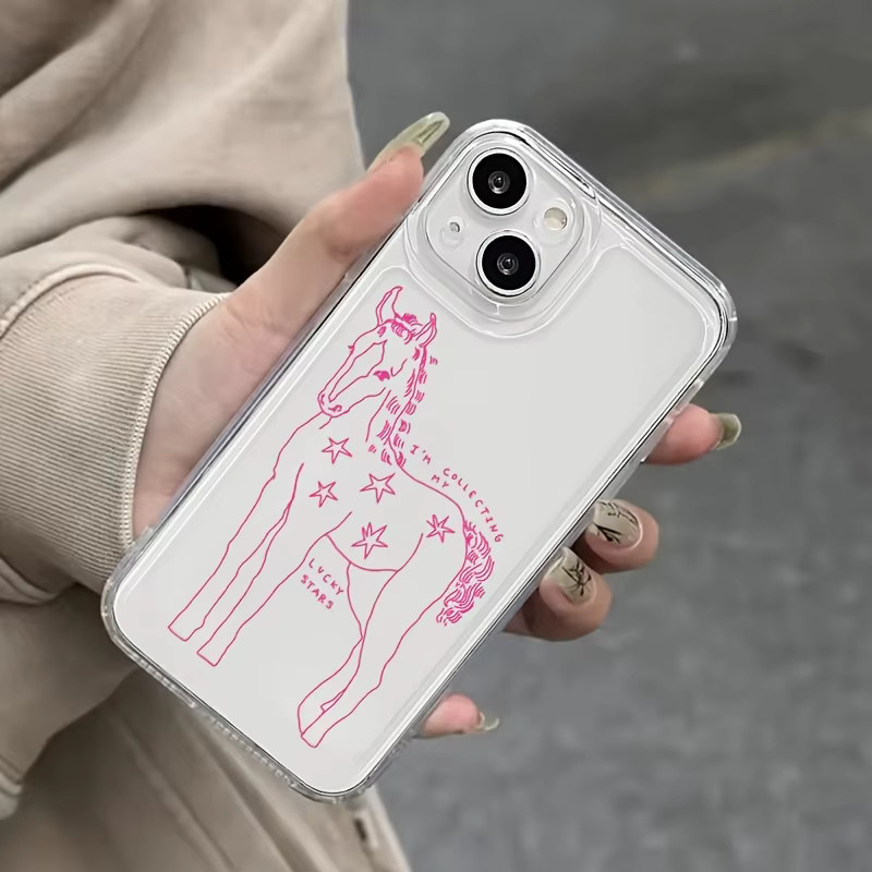 Stoßfeste Handyhülle mit rosa Pony-Muster für iPhone 11 bis iPhone 17 Pro Max Plus, transparent - Bild 5