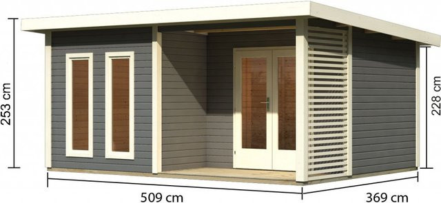 Gartenhaus aus Holz RADEBURG 5 in Terragrau B: 509 cm, T: 369 cm - Bild 1