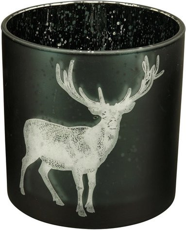 Flowerbox Teelichthalter aus Glas in Braun und Schwarz mit Animal-Print, B/T/H: 15 x 15 x 1 cm - Bild 1
