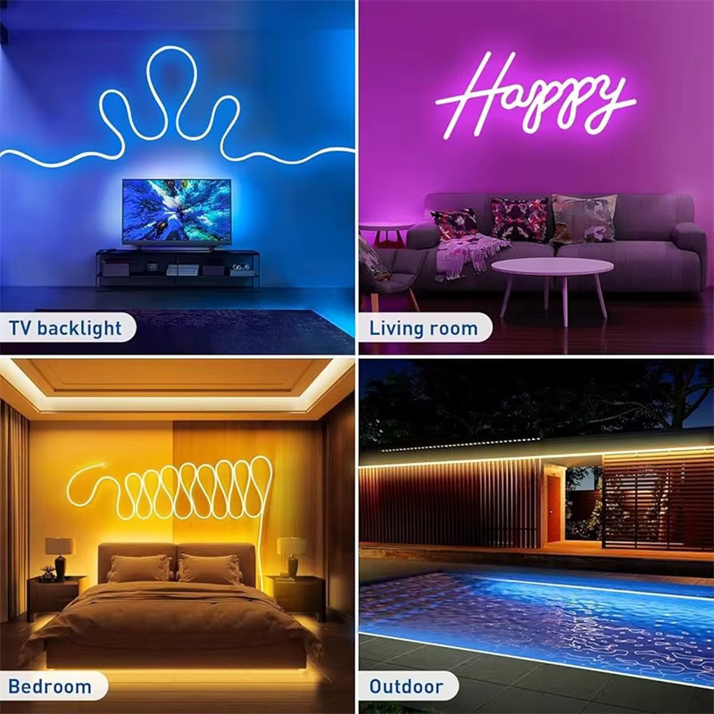 Acosh Neon RGB LED-Lichterkette aus Silikon, flexible USB-Neon-Lichtleiste mit Fernbedienung und App-Steuerung, Multicolour Musiksynchronisierung für Wohnzimmer und Schlafzimmer - Bild 4