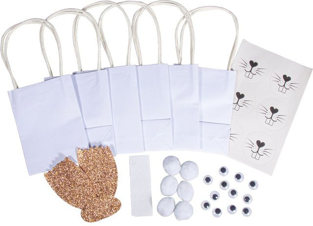 Rayher Geschenktaschen-Set Osterhasen aus Papier in Weiß - Bild 1