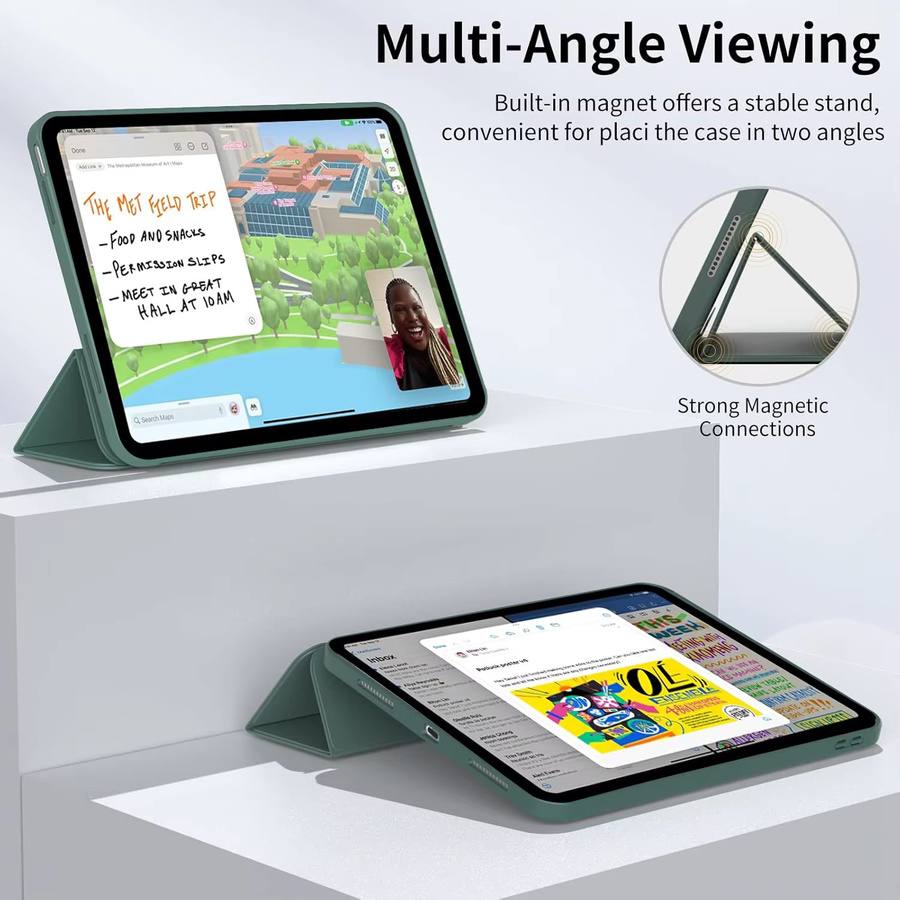 Samsung Flip-Hülle für Galaxy Tab A11 2025 8,7 Zoll SM-X133 SM-X135 SM-X135F, dreifach faltbare Schutzhülle aus PU-Leder mit magnetischem Ständer, Farbe: Pink - Bild 3