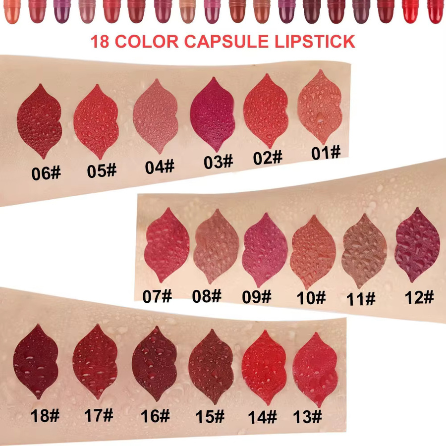 Set mit 18 Kapsel-Lippenstiften, Lipgloss und Glitzer-Lippenstift, Matt - Bild 2