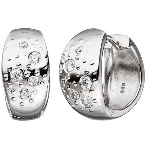 Colfem Creolen breit, 925 Silber, Zirkonia, Unisex - Bild 1