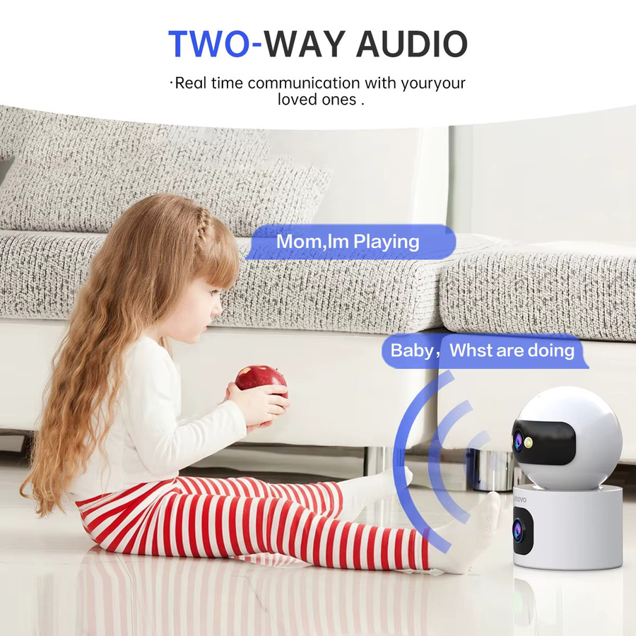 Lenovo WLAN IP-Kamera mit Doppellinse in Weiß: HD Babymonitor mit PTZ, Bewegungserkennung, 2-Wege-Audio, 5-fach Zoom und Nachtsicht - Bild 4