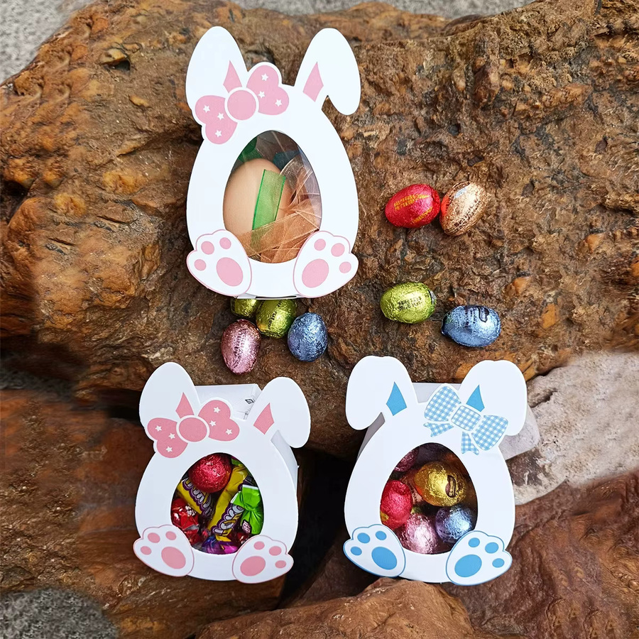 10 Stück Oster-Geschenkboxen aus Papier mit Hasen- und Eierdesign in Blau und Mehrfarbig für DIY-Verpackungen und Frühlingsdekoration - Bild 2