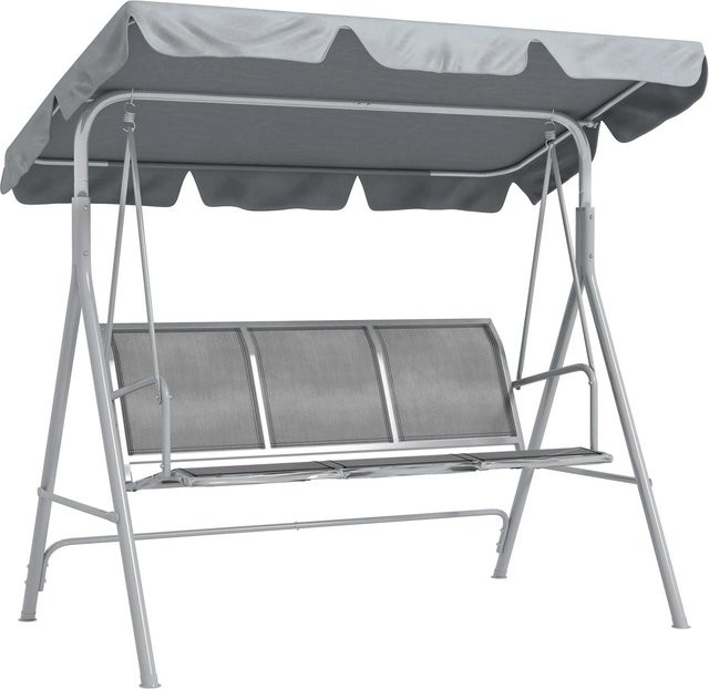 Outsunny 3-Sitzer Hollywoodschaukel aus Metall mit Sonnendach in Grau und Silber, B/T/H: 170 x 110 x 153 cm - Bild 1