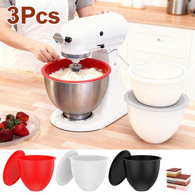 Willstar 3er-Set Silikon-Schüsseleinsätze für 5 Qt Standmixer, rund, spülmaschinen- und mikrowellengeeignet - Bild 1