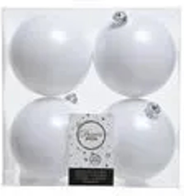 Kaemingk Weihnachtsbaumkugeln Bruchfest in Weiss Matt, 4er Set, Durchmesser: 10 cm - Bild 1