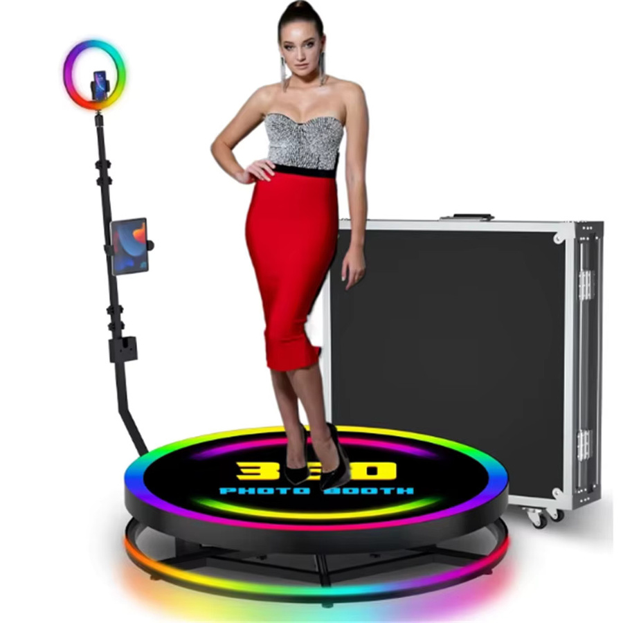 PYLV 360-Grad drehbare Fotokabine in Schwarz, 80 cm Durchmesser, für 1-3 Personen - Bild 3