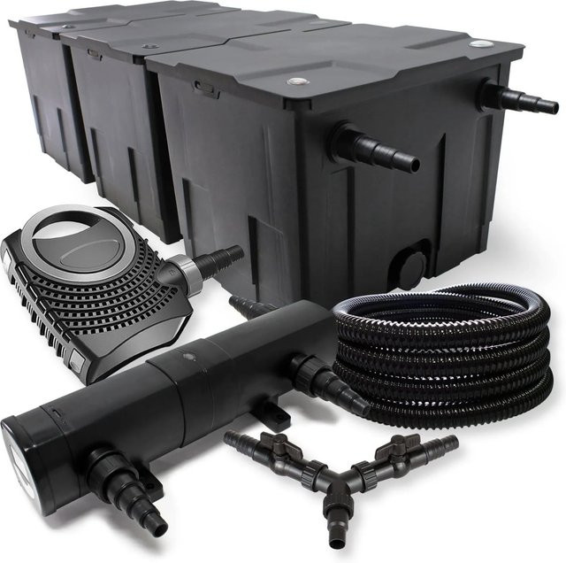 Sunsun Teichfilter Set Neo8000 für bis zu 90000 Liter mit 70W Pumpe, 18W Teichklärer und 25m PVC Schlauch in Schwarz - Bild 1