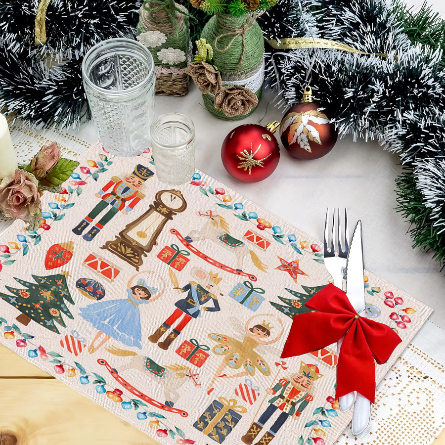 VIKAMA 4-teiliges Weihnachts-Tischset mit Nussknacker-Design in Multicolor - Bild 2