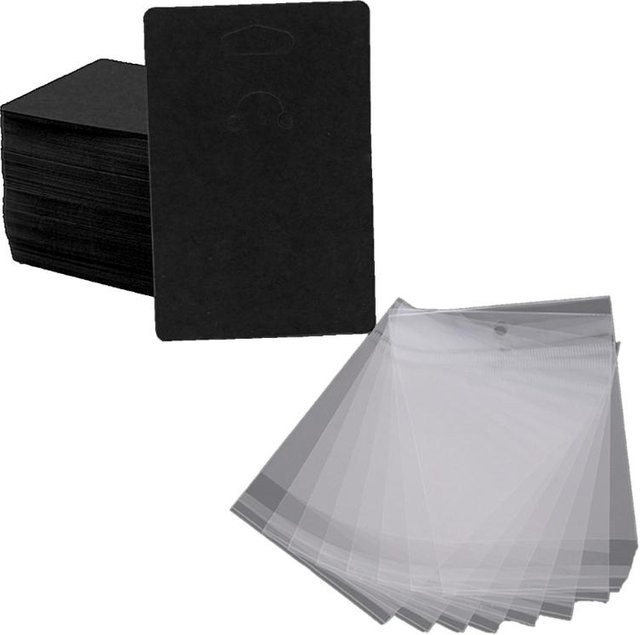 Taurus Schlüsselanhänger Verpackungskarten aus Kraftpapier mit Beuteln, 100 Stück, Schwarz, B: 6 cm, H: 9 cm - Bild 1