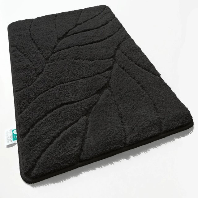 Karat Badematte Maris Badvorleger mit Blattstruktur in Schwarz, B/B: 40 x 60 cm - Bild 1