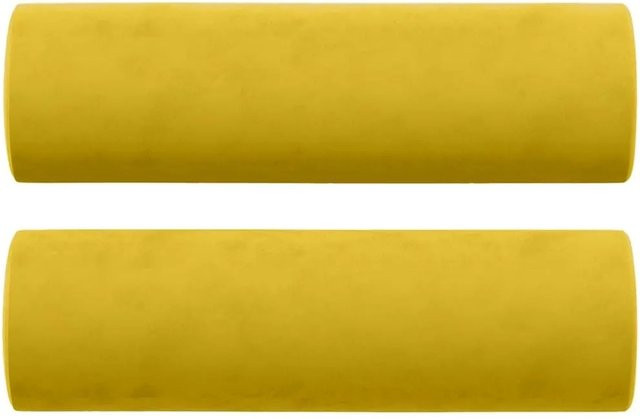 vidaXL Zierkissen Set aus 2 Stück in Gelb aus Samt mit Schaumstofffüllung, Durchmesser: 15 cm, Höhe: 50 cm - Bild 1
