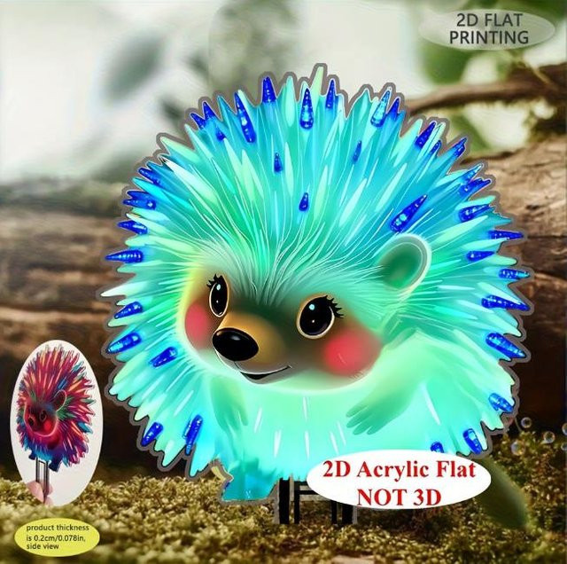 Leuchtender Igel Gartenbodenstecker von OAYK in Blau, UV-aktivierte Neonfarbe zur Außen- und Innendekoration - Bild 1