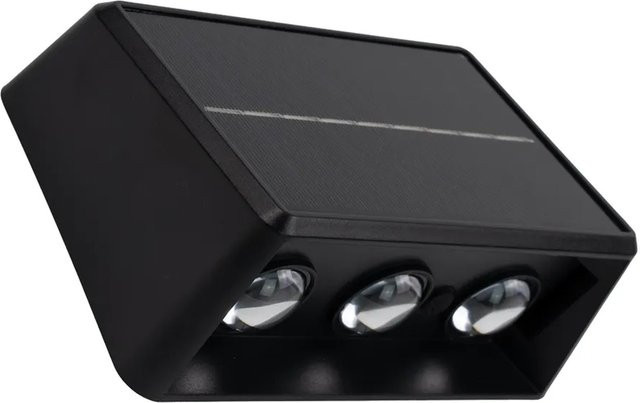 6er-Set LUXULA Solar Wandleuchten mit 3 LED-Flammen, Up/Down Licht, CCT Warm- und Kaltweiß 3000-6500K, Akku Außenleuchten für Garten und Terrasse, Schwarz, IP54 wetterfest - Bild 1