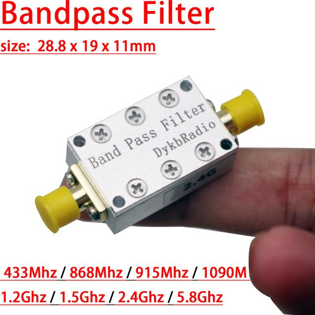 Dykbcells SAW Bandpassfilter für RF Funksignale in Silber, kompatibel mit 433MHz, 868MHz, 915MHz, 1090MHz, 1.2GHz, 1.5GHz, 2.4GHz und 5.8GHz für Drohnen, LoRa, Helium Miner, SDR und WiFi - Bild 1
