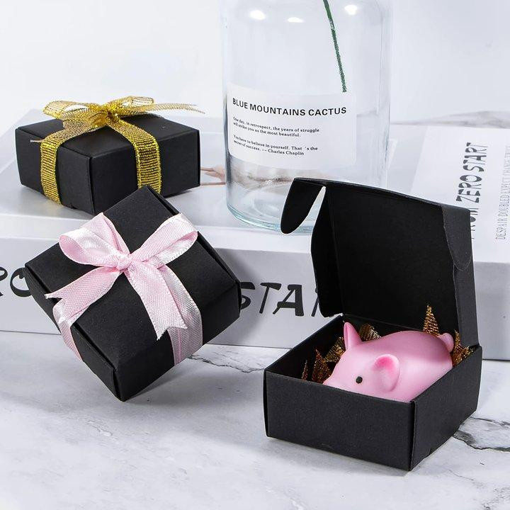 50 Stück Mini-Geschenkboxen aus Kraftpapier in Schwarz mit Deckel für Hochzeiten und Geschenke von SZ-Damai - Bild 2