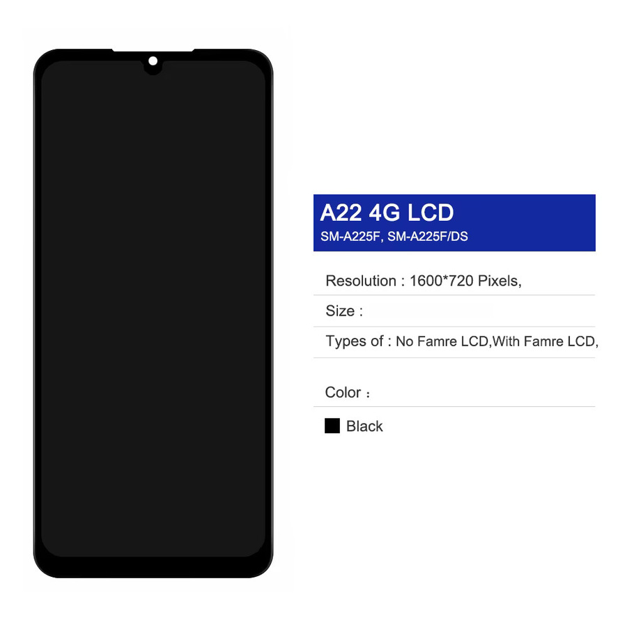 Samsung AMOLED Display mit Rahmen für Samsung Galaxy A22 4G (A225F/DS) in Schwarz - Bild 2