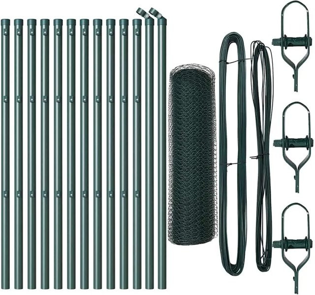 vidaXL Zaunpfosten aus Stahl in Waldgrün Grün, rechteckig, Höhe: 0,5 m, Breite: 2,5 cm, Tiefe: 1,3 cm - Bild 1