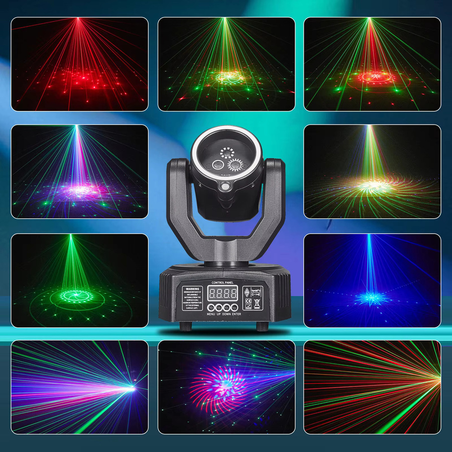 Ybeiyuan Super Mini 3-in-1 Bühnenlicht mit Fernbedienung, 20 W LED-Disco-Laser-Effekt für DJ, KTV und Party, Schwarz - Bild 6