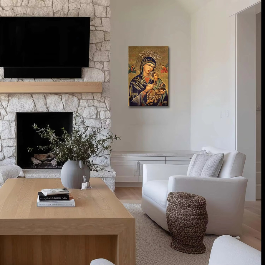 Russisch-Orthodoxe Ikone Heilige Jungfrau der Unerschleimlichen Hilfe Wandkunst als Poster mit Maria und Jesus in Mehrfarbig - Bild 4