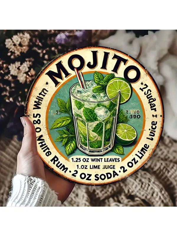 Vintage Havana Mojito Rezept Metallschild Potdemiel quadratische Wanddekoration aus Aluminium, mehrfarbig, B/H: 20 x 20 cm - Bild 7