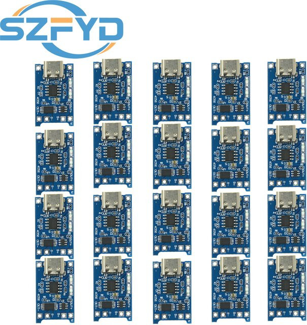 TP4056 Lithium-Batterie-Ladeboard-Modul mit USB-C Schnittstelle und Ladeschutz für 18650 Akkus in Blau - Bild 1