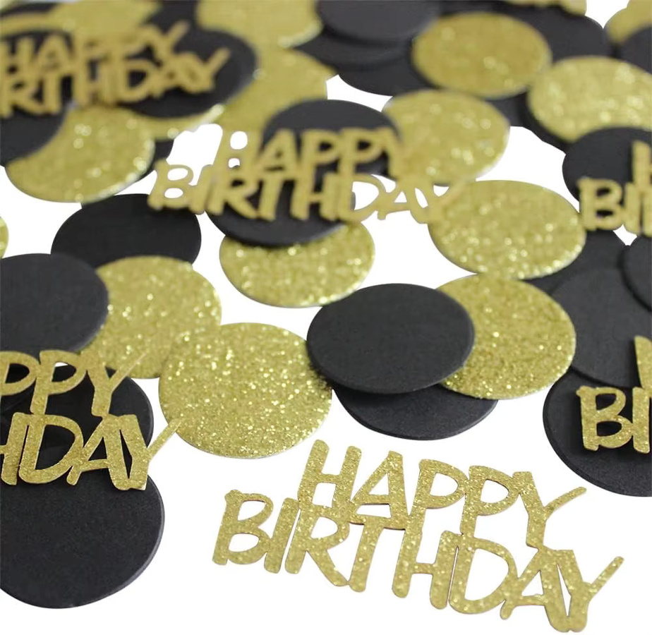Rundes Papierkonfetti in Schwarz und Gold für Geburtstag, Party und Jahrestag - Bild 2