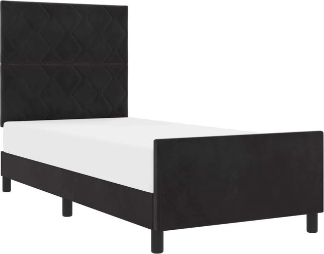 vidaXL Boxspringbett mit Kopfteil in Schwarz aus Samt, B/T/H: 90 x 200 x 140 cm - Bild 1