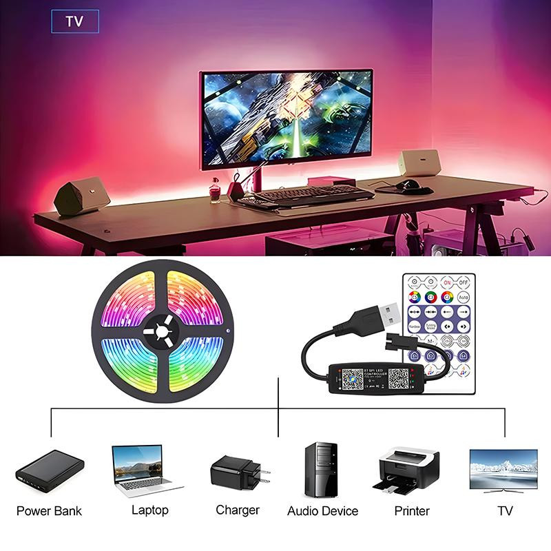 Yongkomo RGBIC WS2812B LED-Streifen mit Bluetooth App-Steuerung, Smartes RGB-Licht für Dekoration, 5m - Bild 4